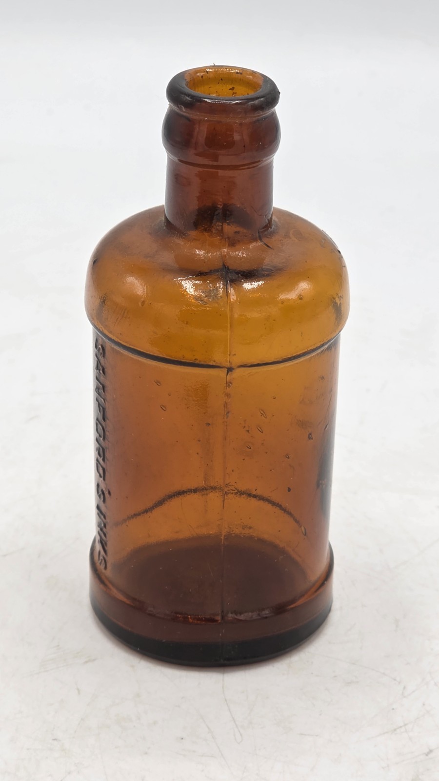 5.75" Sanford's Inks And Library Paste C. 1890 Antique Ink Bottle Applied Lip