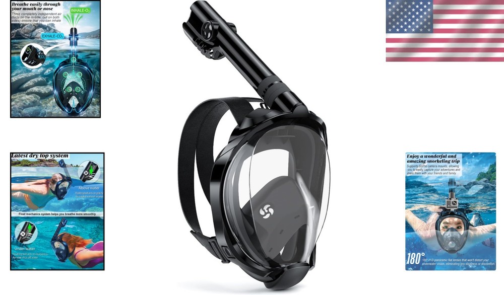Foldable Full Face Snorkeling Mask - Safe Breathing Design