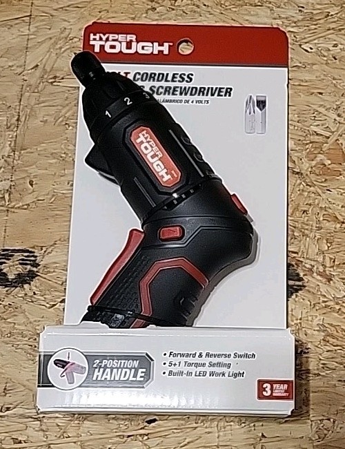 HYPER TOUGH 4V Rotating Head Cordless Screwdriver 2-Position Handle 80150