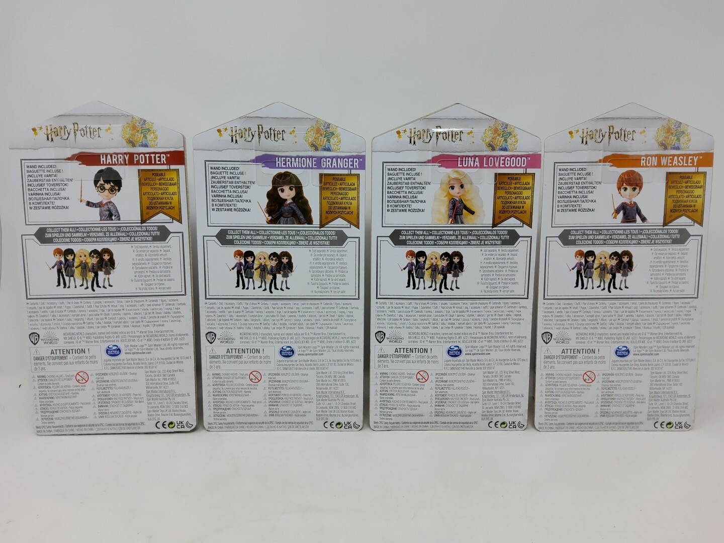 Wizarding World Of Harry Potter 8 Inch Dolls 4 Pack, Harry,Hermione,Luna,Ron