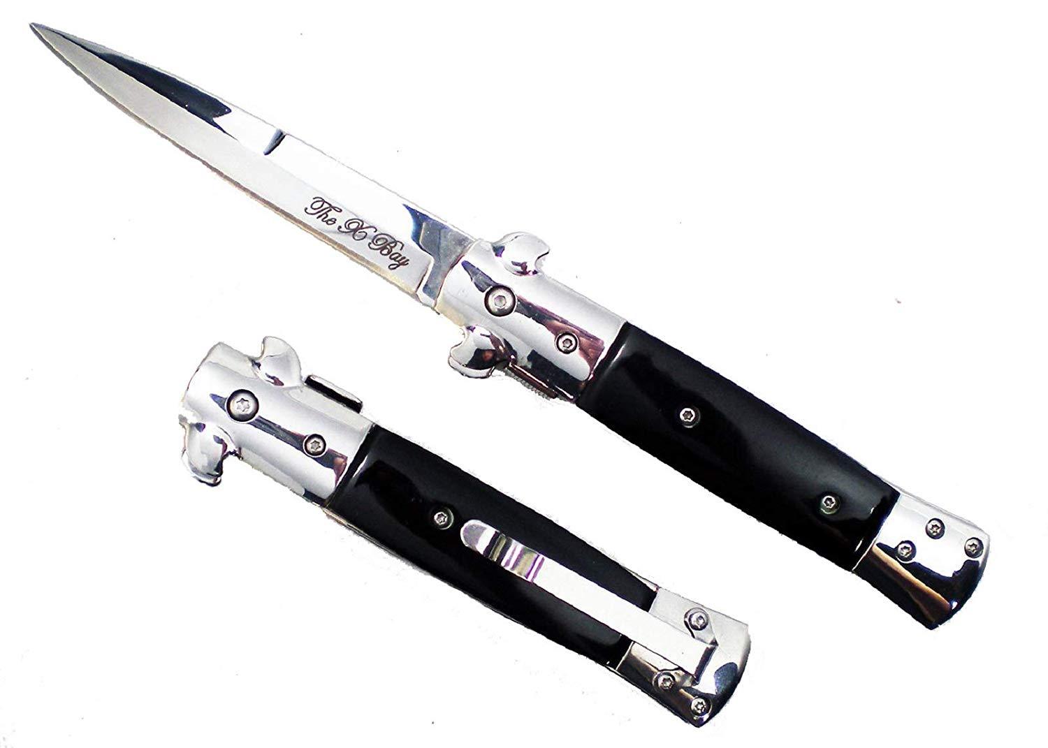 Black & Chrome Blade Michael Corleone Godfather SPRING Assisted Open