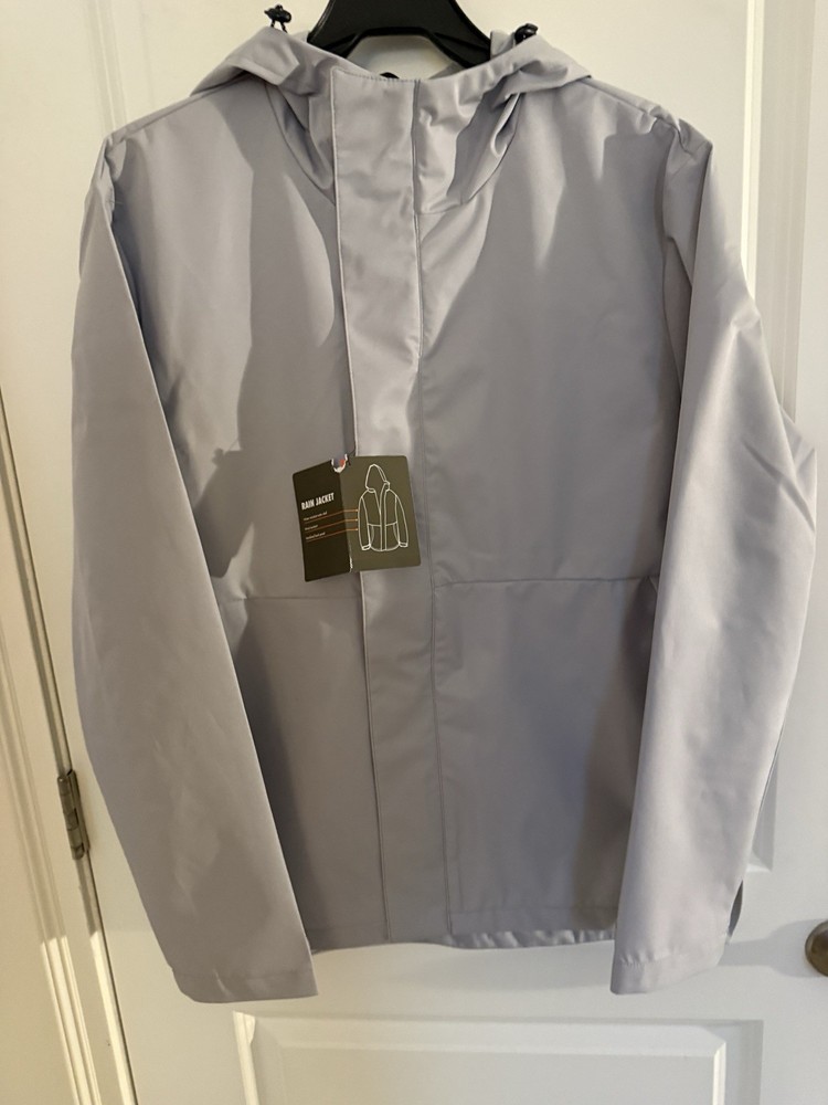 Ozark Trails Rain Jacket Gray Size Medium Water Resistant- Vented Back + Pockets