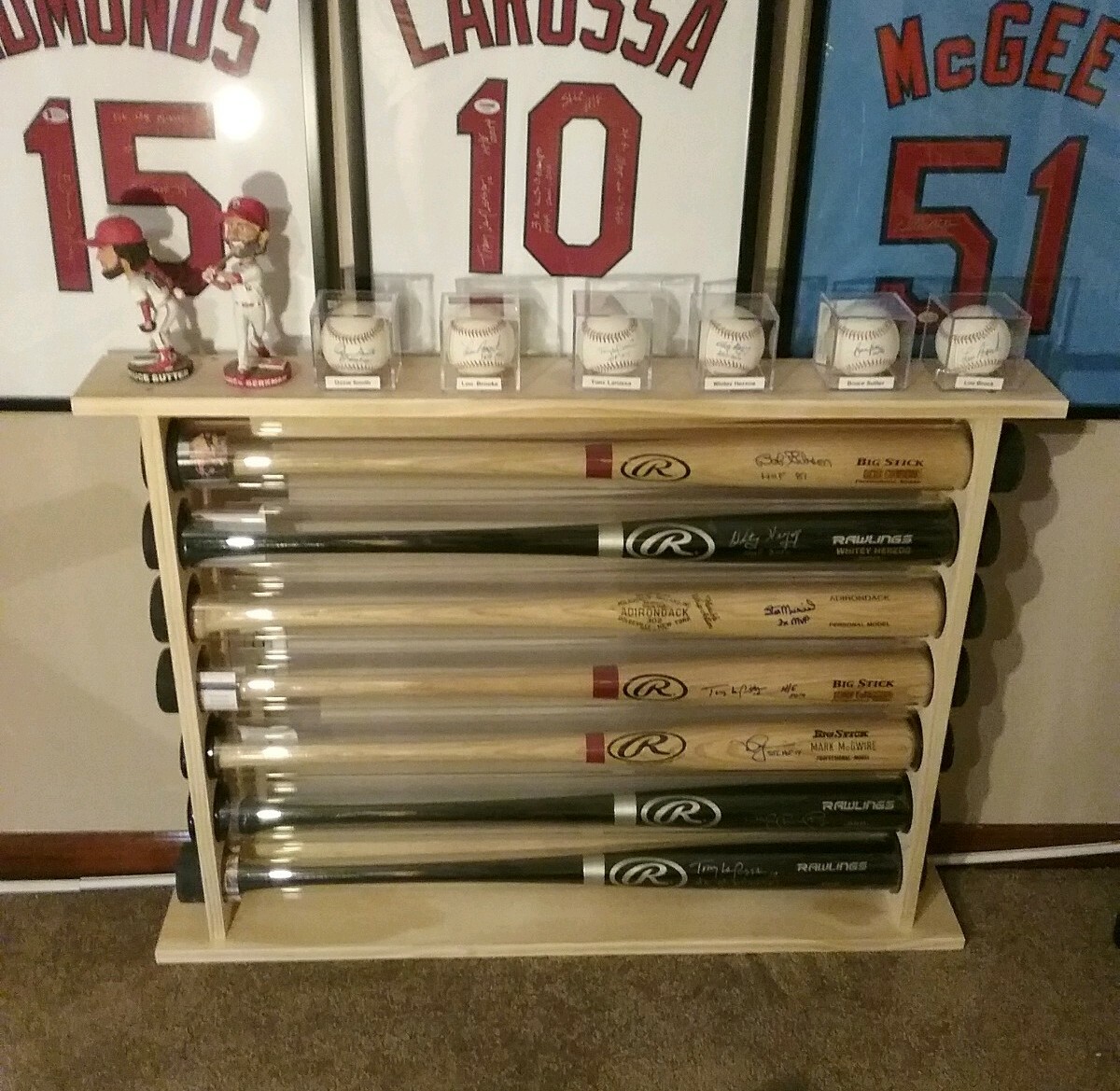 6 Bat - Wood Free Standing Baseball Bat Display Rack