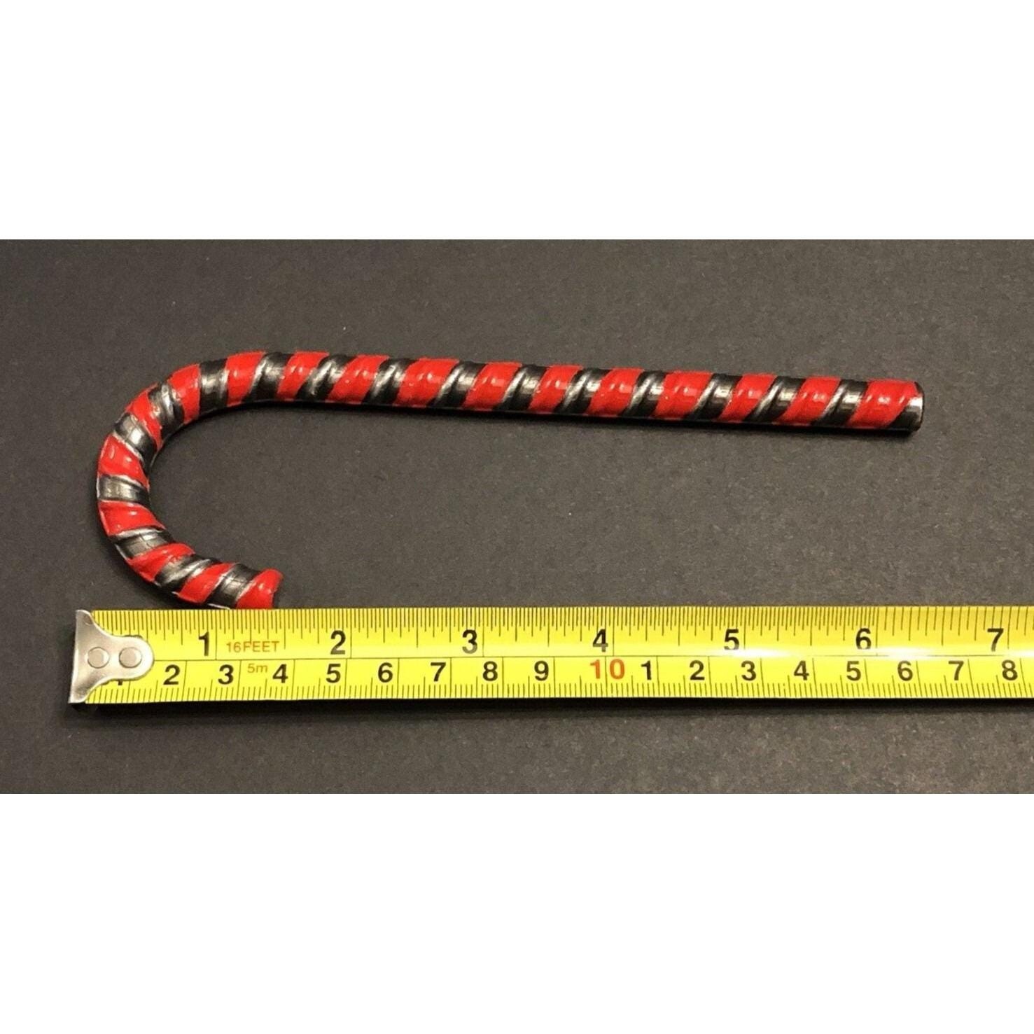 Iron Art Hand Bent Rebar Ornament Christmas Metal Candy Cane Red Striped