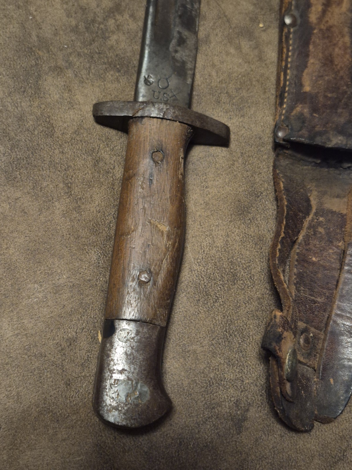 Antique Military Knife Remington 1917 WW1 Era with Leather Sheath Rare Find USA