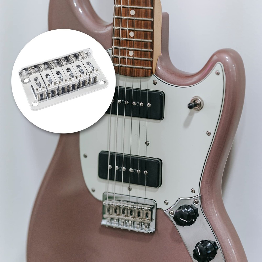 HARSKIYER Silver Adjustable 6 String Guitar Bridge, Metal 6 string, silver
