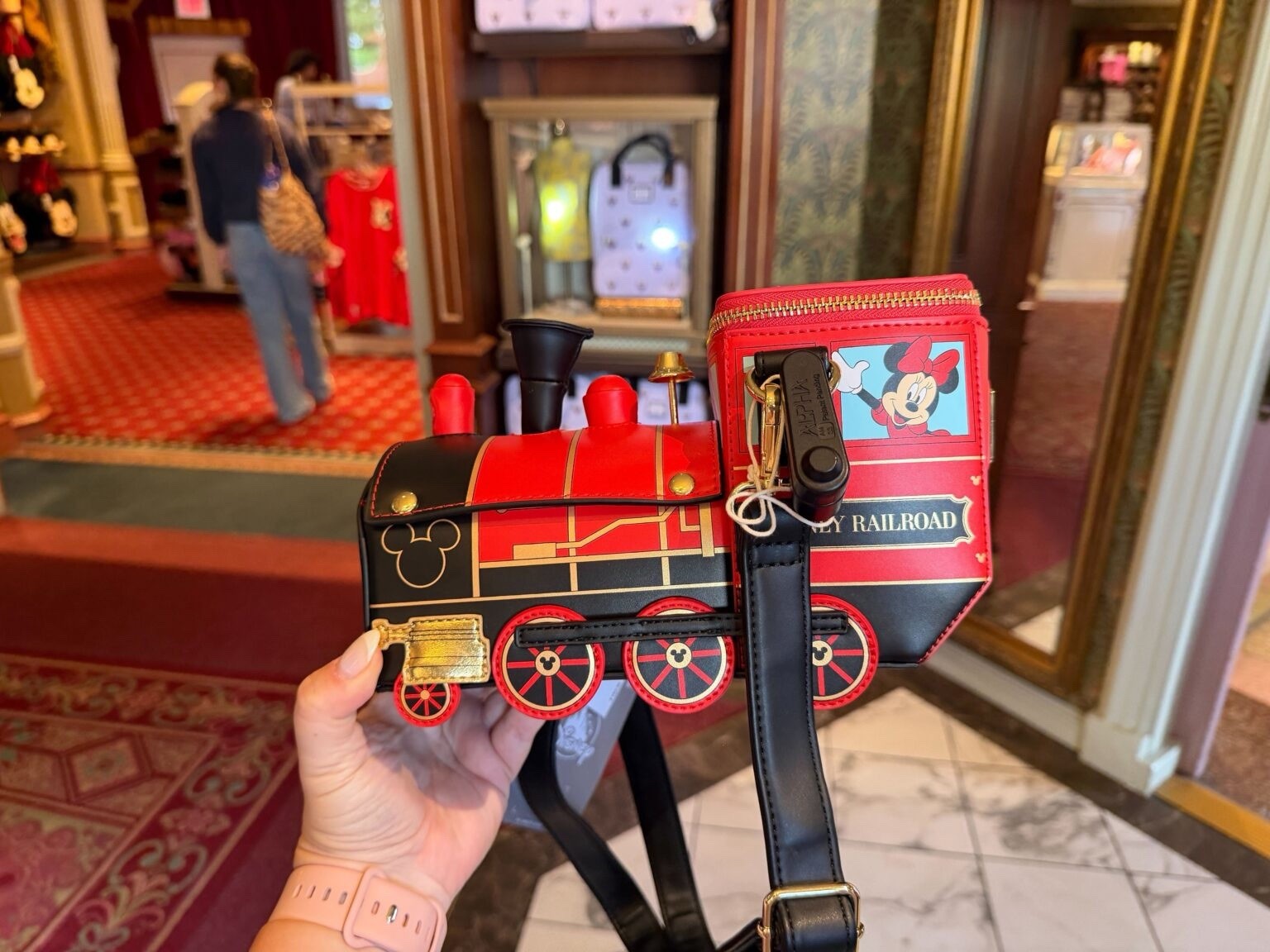 Disney Parks 2026 Loungefly Railroad Train Mickey Minnie Mouse Crossbody Bag