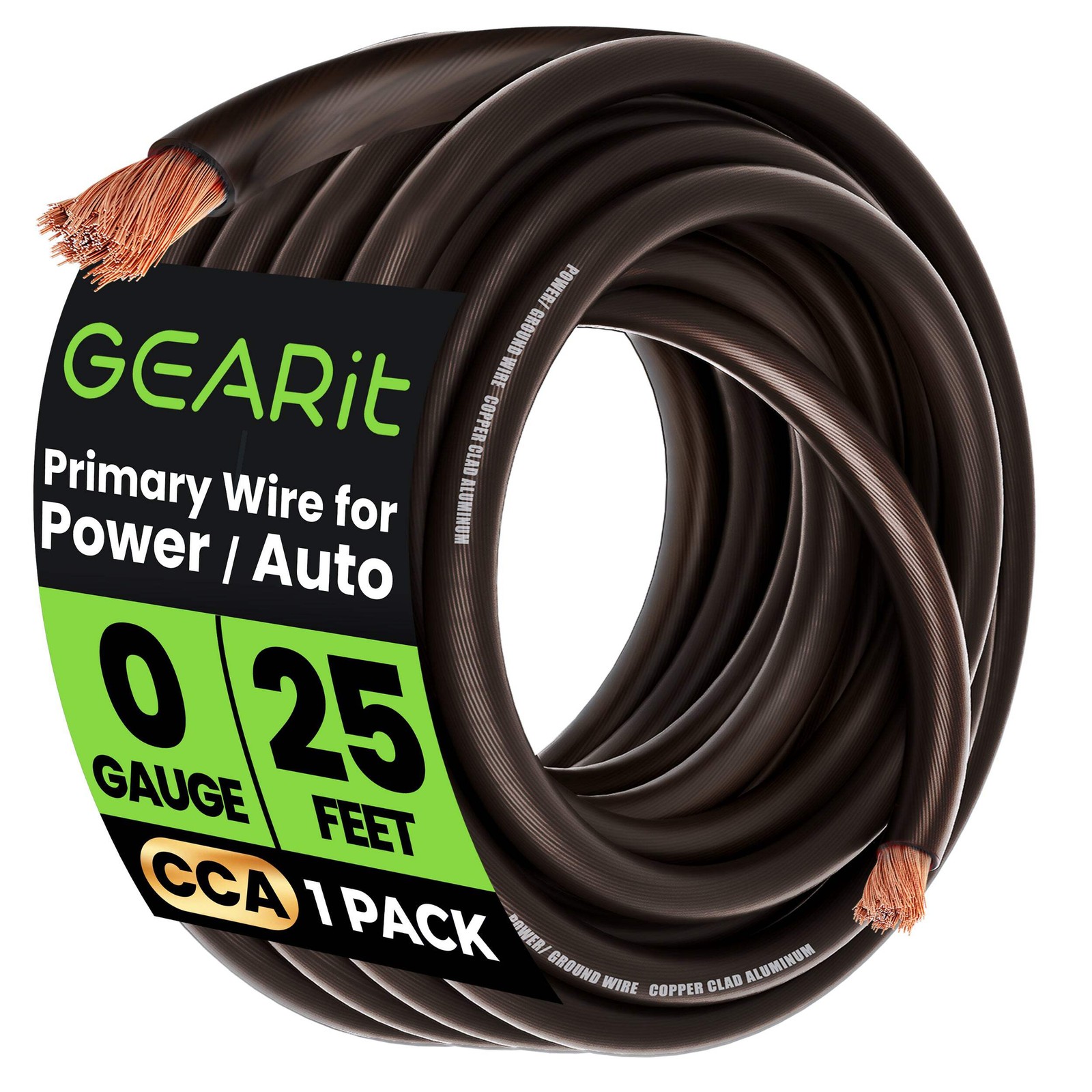 GEARit 0 Gauge 25' 50' CCA Amplifier Power / Amp Ground Wire, Black/Blue/Red.