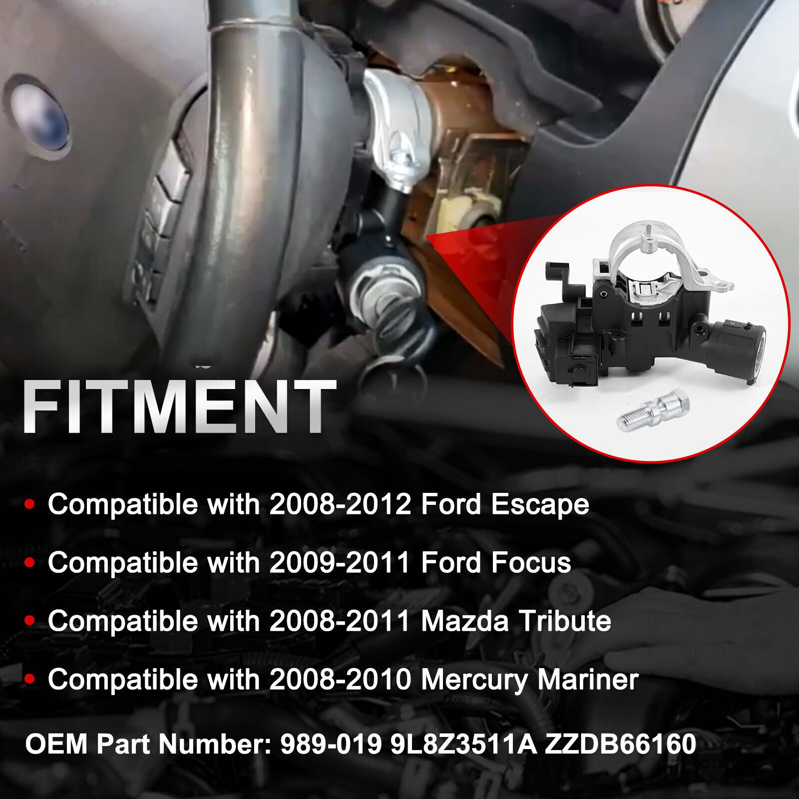 Ignition Switch Column Lock Housing For 08-12 Ford Escape 9L8Z-3511-A 989-019