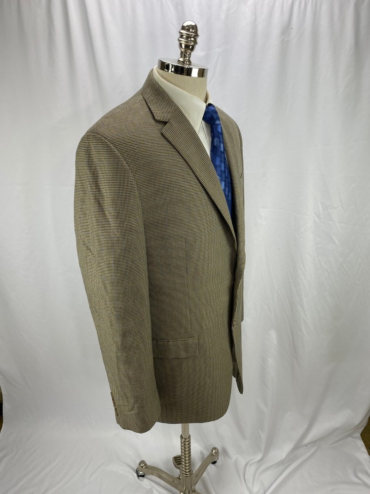 Chaps Men's Beige Houndstooth Blazer Jacket 44L