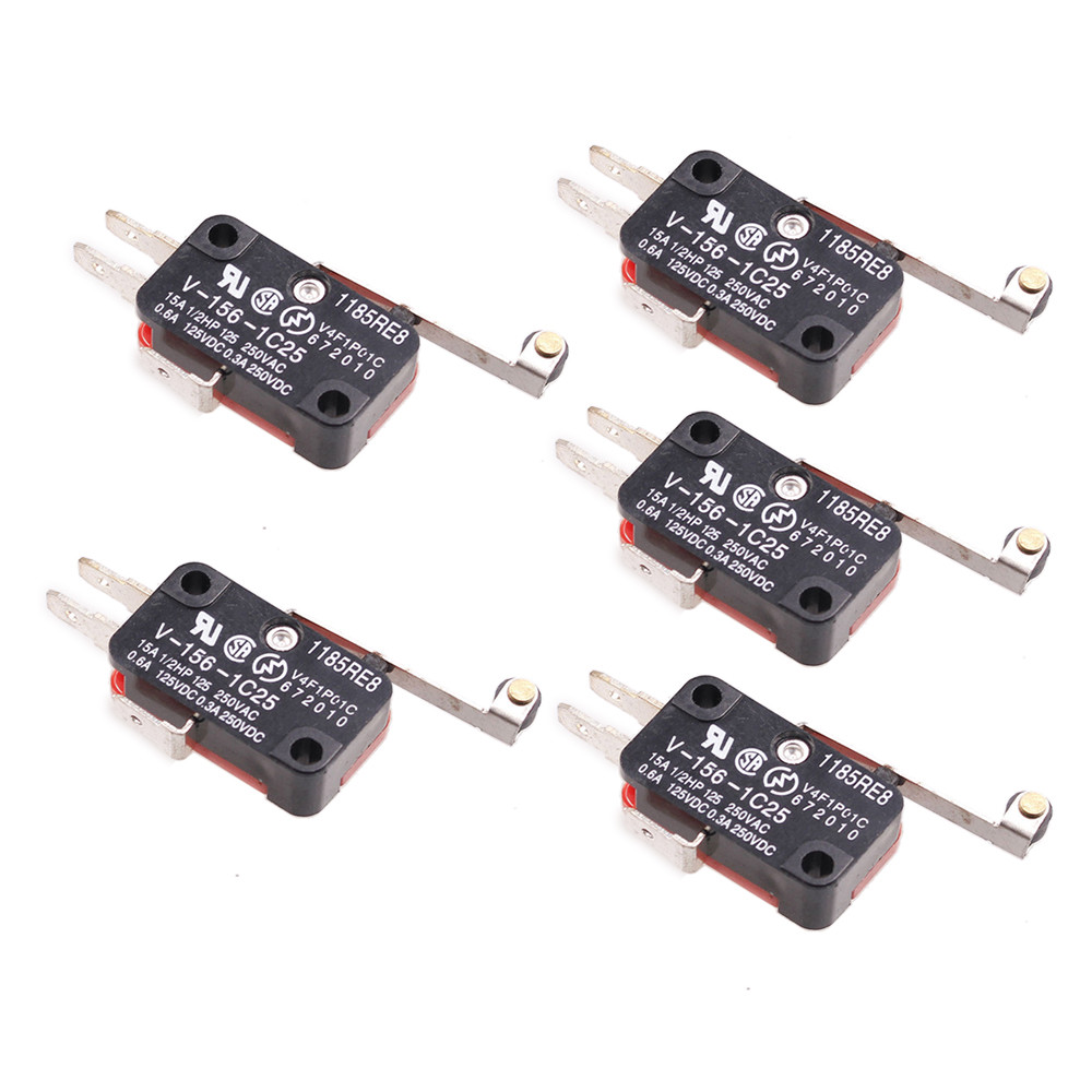 5PCS Micro Switch Spdt Hinge Roller Lever 15A V-156-1C25 Limit Switch Standard $
