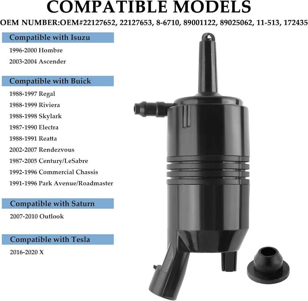 Windshield Washer Pump, Windshield Wiper Pump Compatible with Silverado, Impa