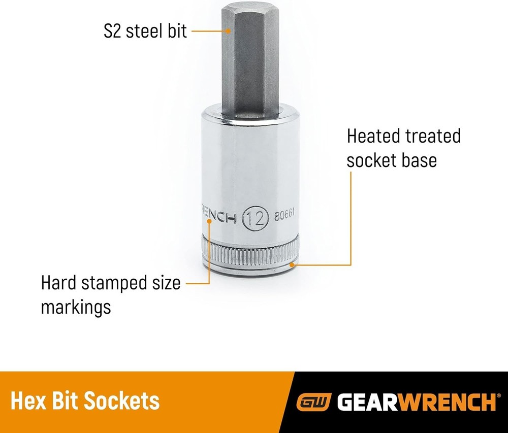 Gearwrench 3/8" Drive Hex Bit Socket 11mm - For Maximum Torque & Strength