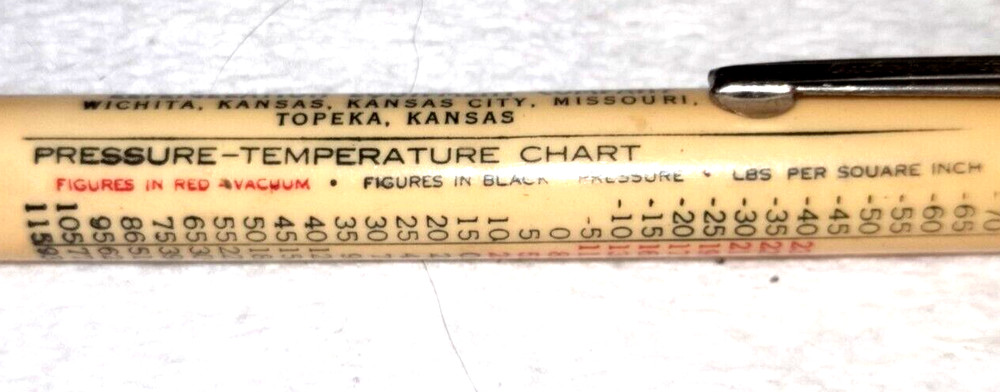 "AUTOPOINT*Pressure-Temperature Chart*Working Mech Pencil "Refrig. Equip. Co."