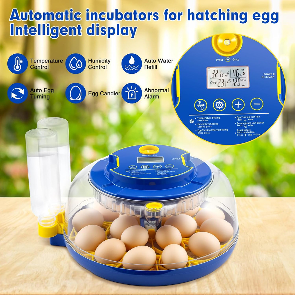 18 Egg Incubator Automatic Egg Turner Temperature & Humidity Control, Incubators