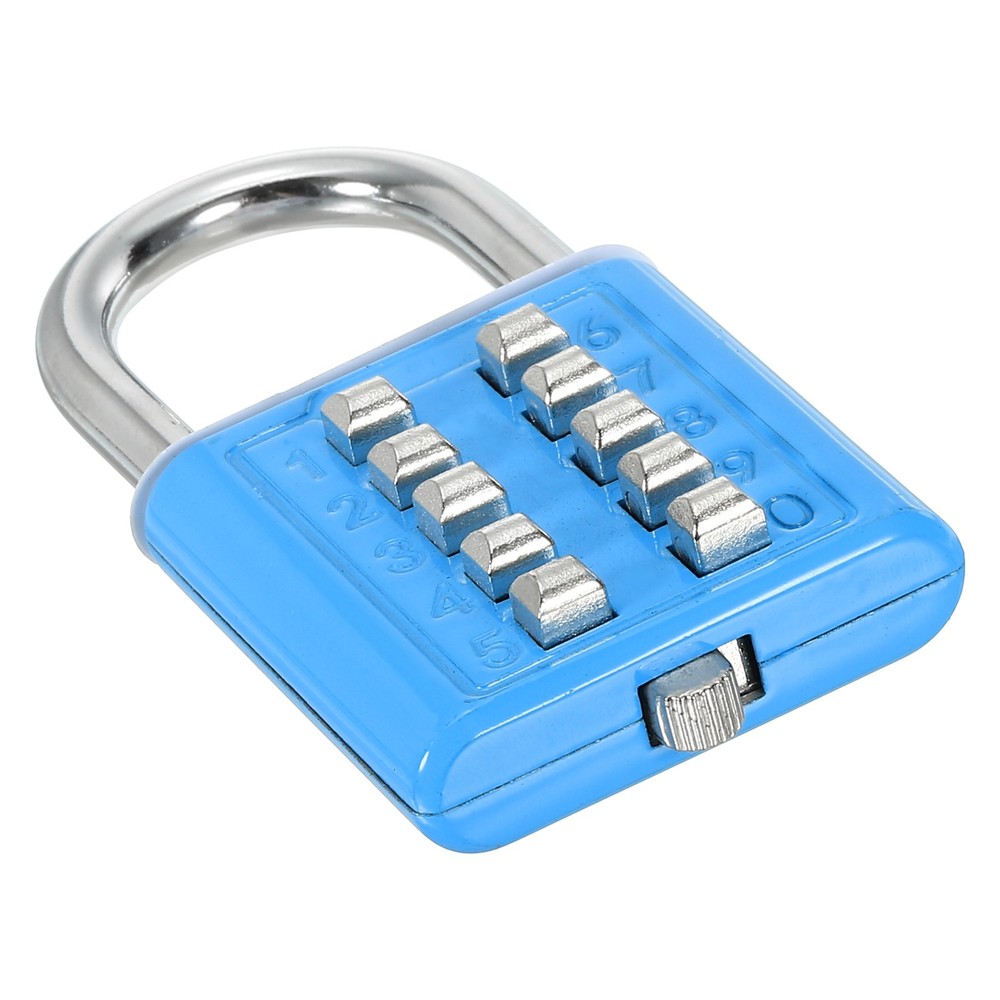 10 Digit Button Combination Padlock 5 Position Locking Mechanism Lock Blue