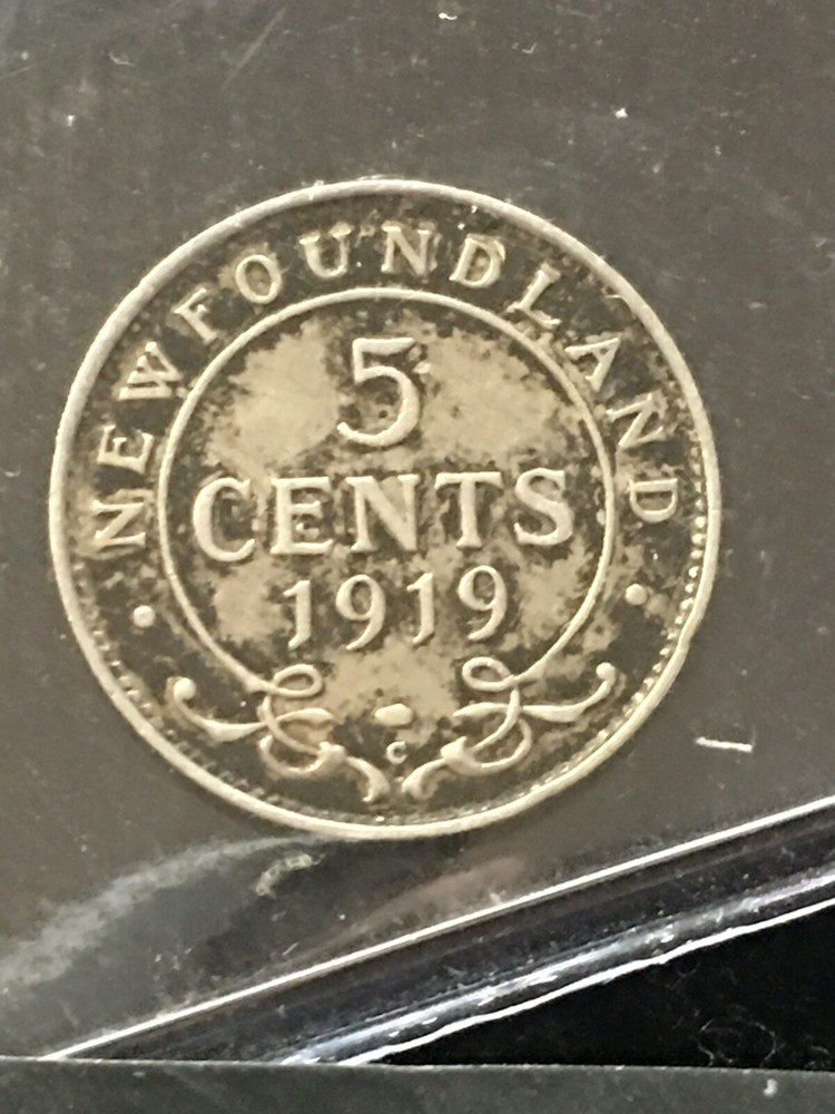 1919c ICCS Graded Newfoundland Five ¢5 Cent, **EF-40**
