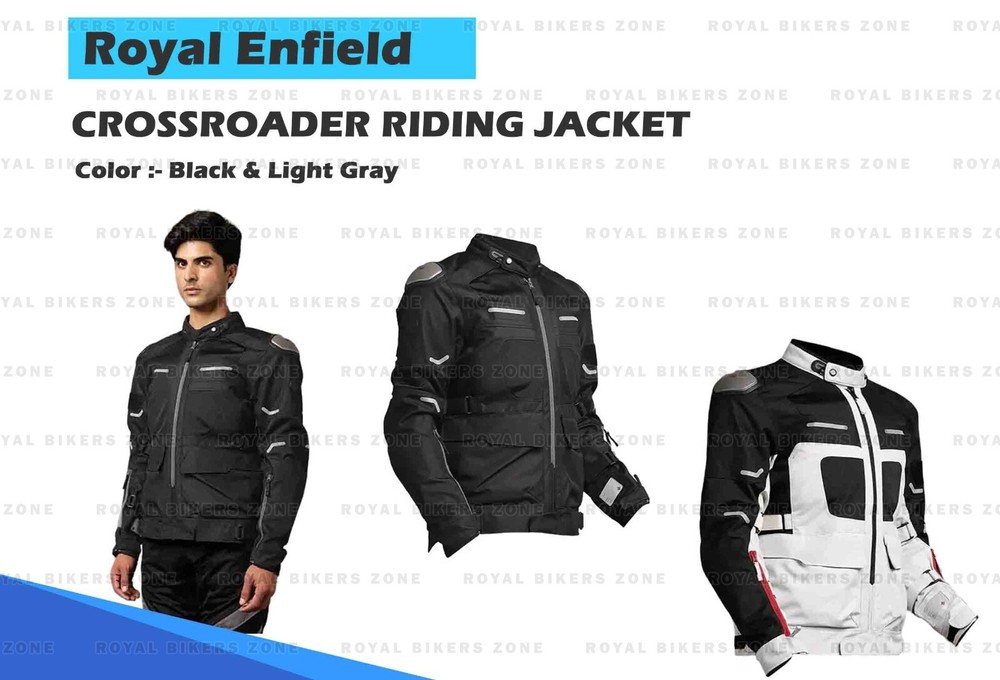 ROYAL ENFIELD "CROSSROADER RIDING LIGHT GREY & BLACK  JACKET"