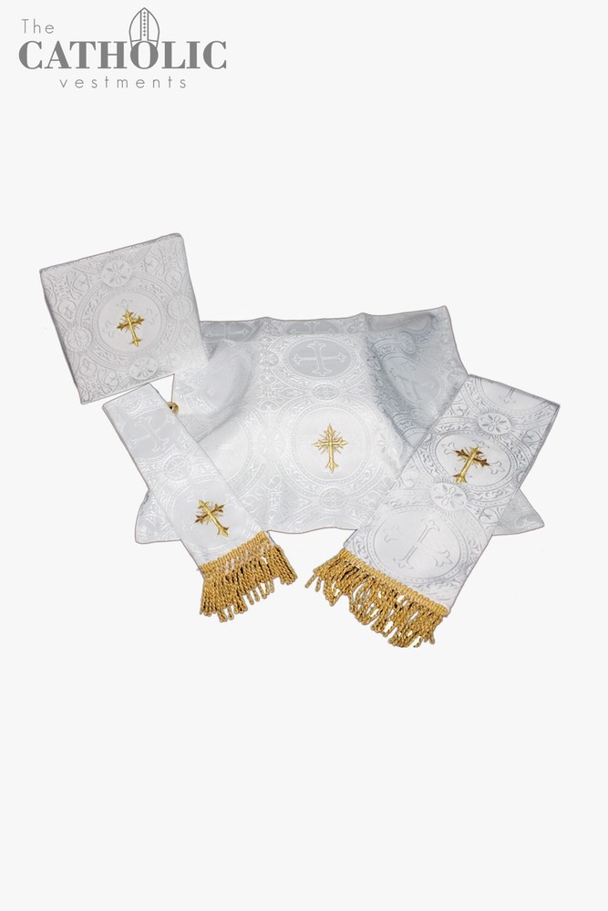 Gothic Vestments & Mass Sets - White_( V_COLLAR)