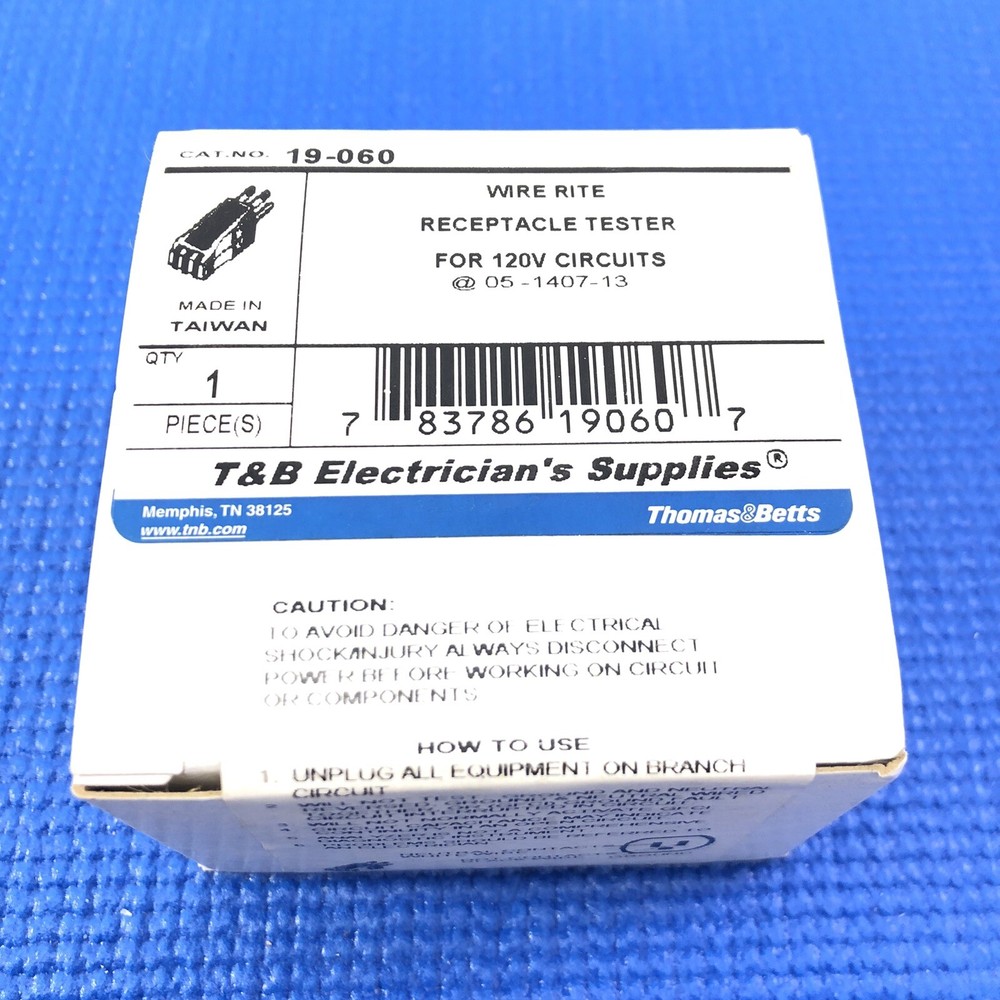 Thomas & Betts 19-060 Wire Rite Receptacle Tester for 120V Circuts