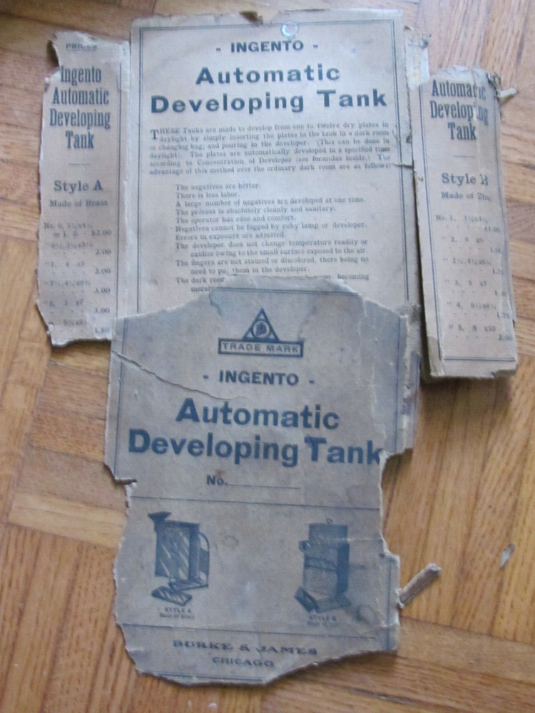 ANTIQUE BURKE & JAMES INGENTO PHOTO PROCESSING TANK