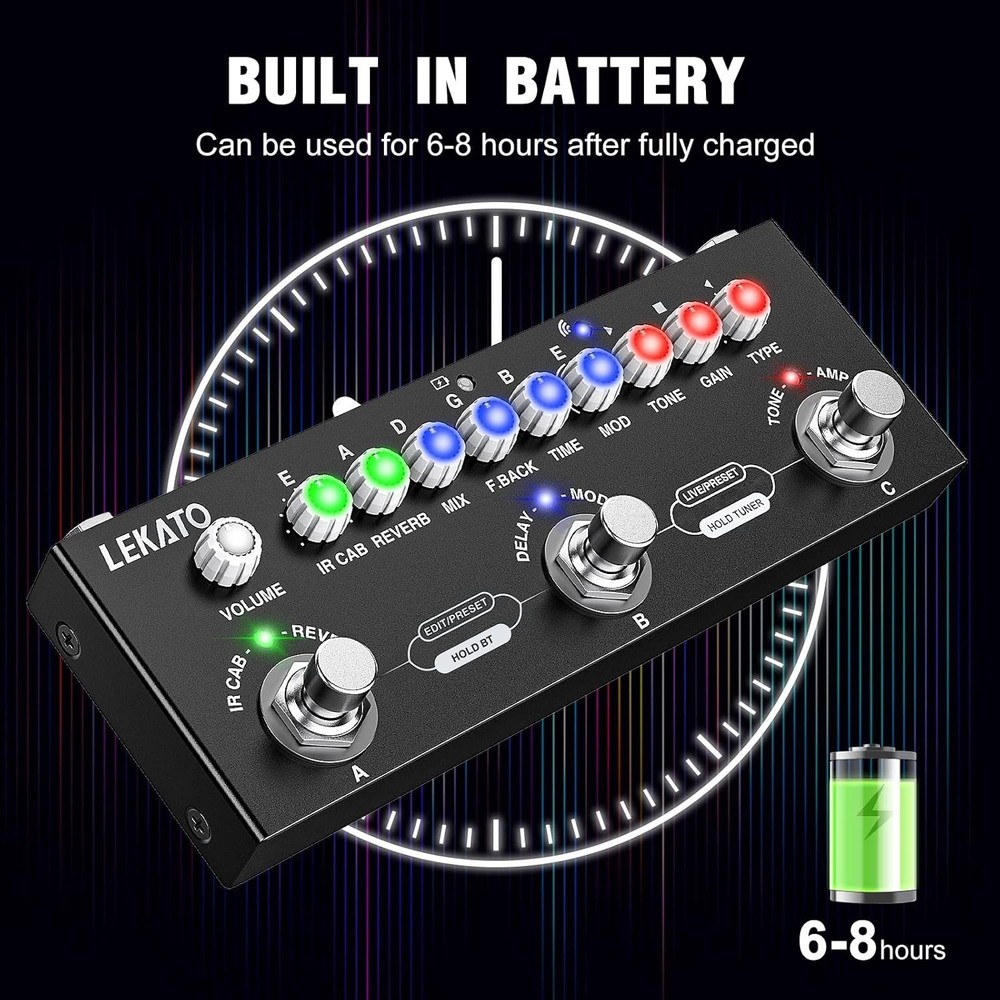 Multi Effects Guitar Pedal: 9 AMP Models, USB & Bluetooth Recording Support