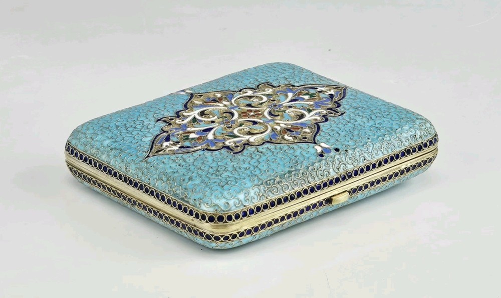 19C Russian Gilt Silver Enamel Cigarette Case