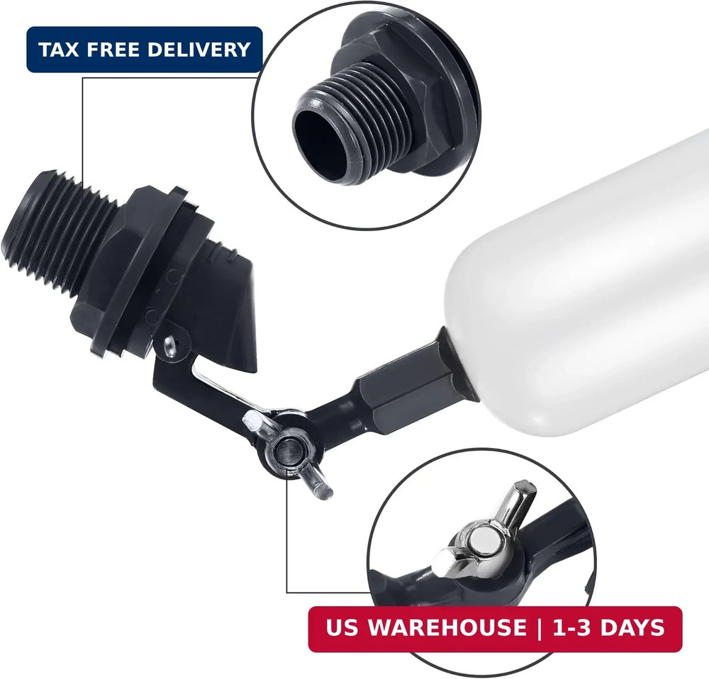 2-Pack Adjustable Arm Float Ball Valve for Automatic Water Level Control in Live
