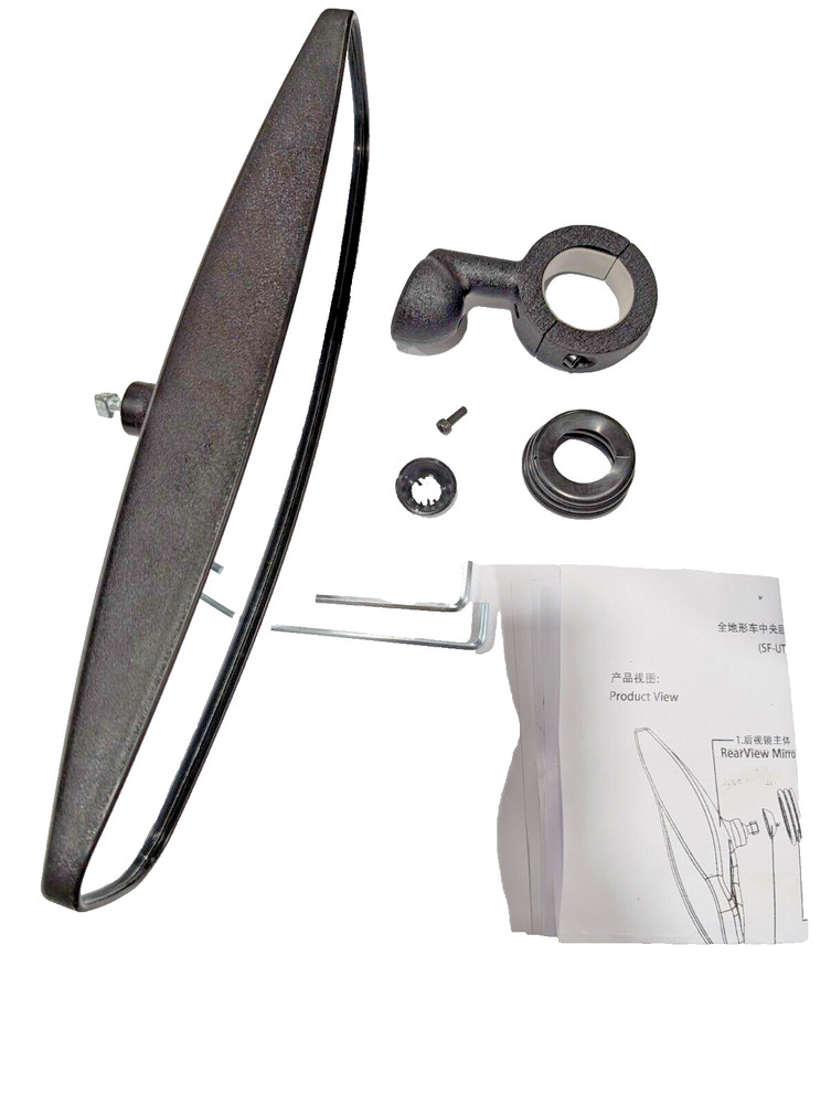 Rear View Mirror With Hardware For Mounting To A Roll Bar