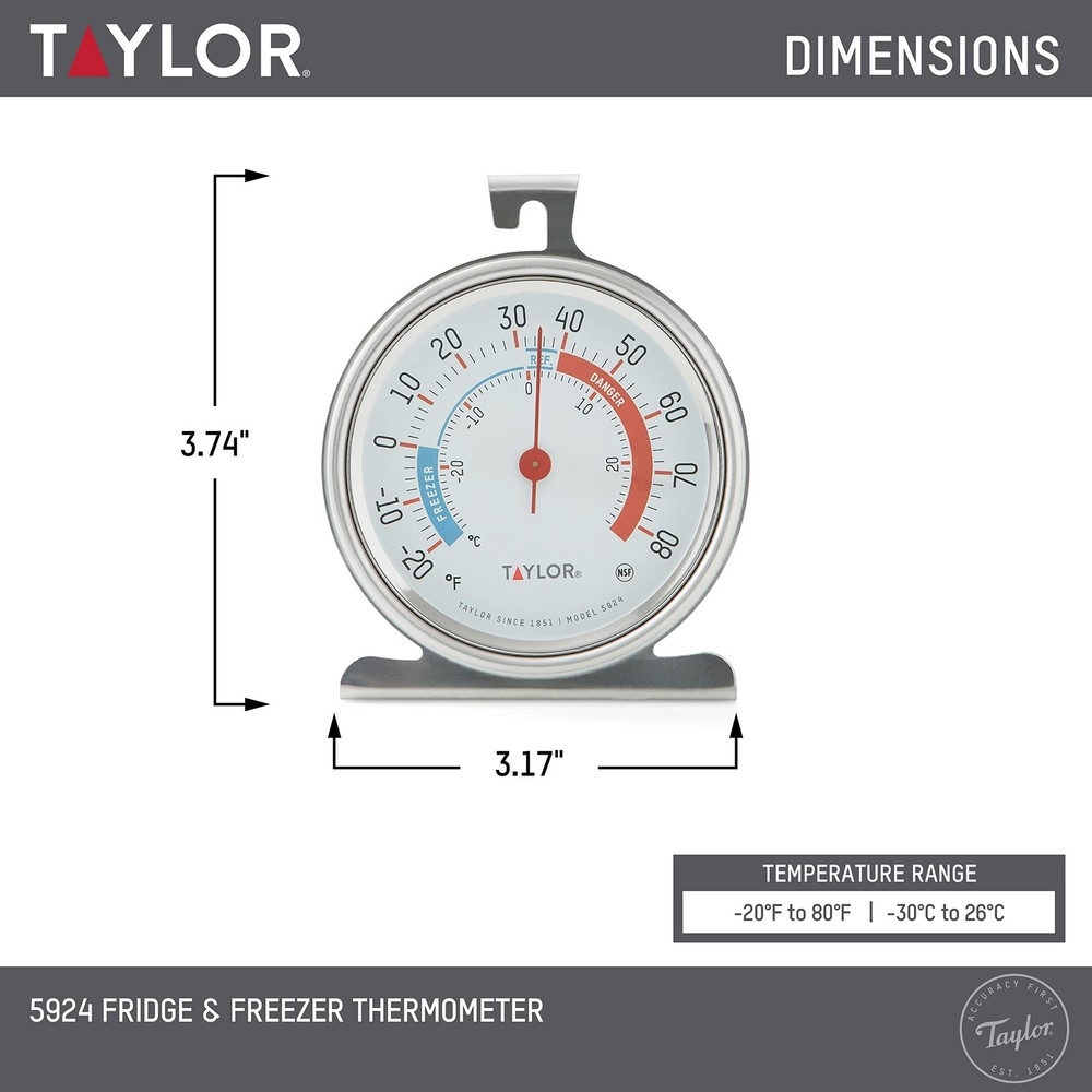 Large Dial Kitchen Refrigerator Freezer Thermometer - 3-Inch Easy Read