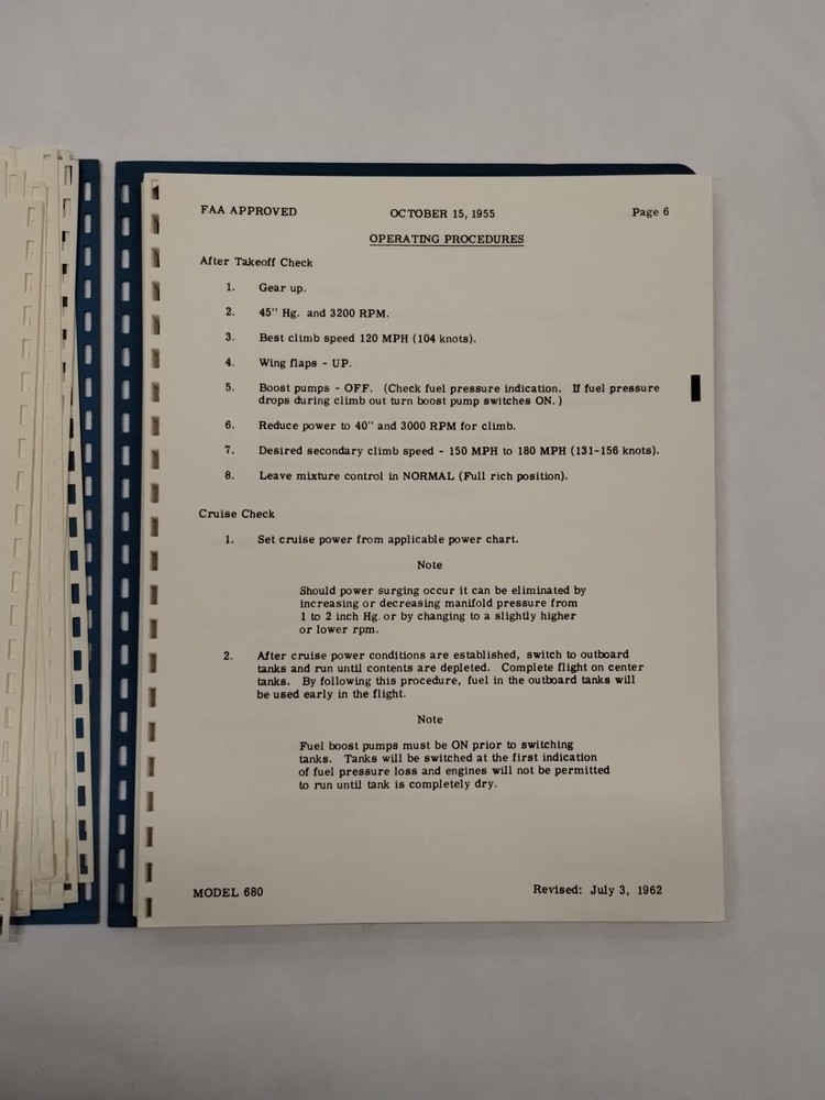 Aero Commander Model 680 Flight Manual-Original