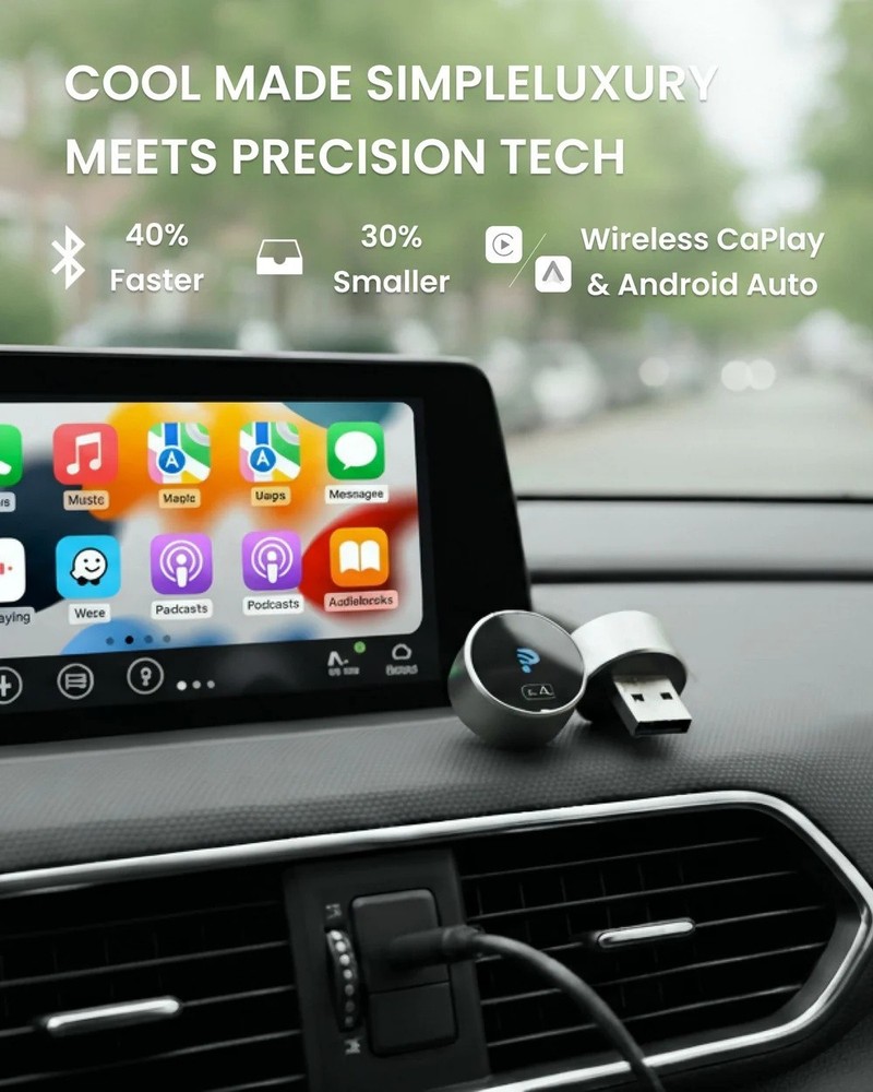 2-in-1 Mini Wireless CarPlay & Android Auto Adapter Plug & Play Bluetooth 5.4