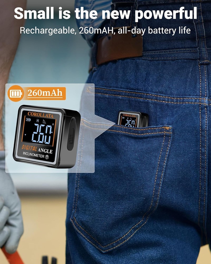 Ultra Small Digital Angle Finder Magnetic Level, Rechargeable Angle Cube, Table