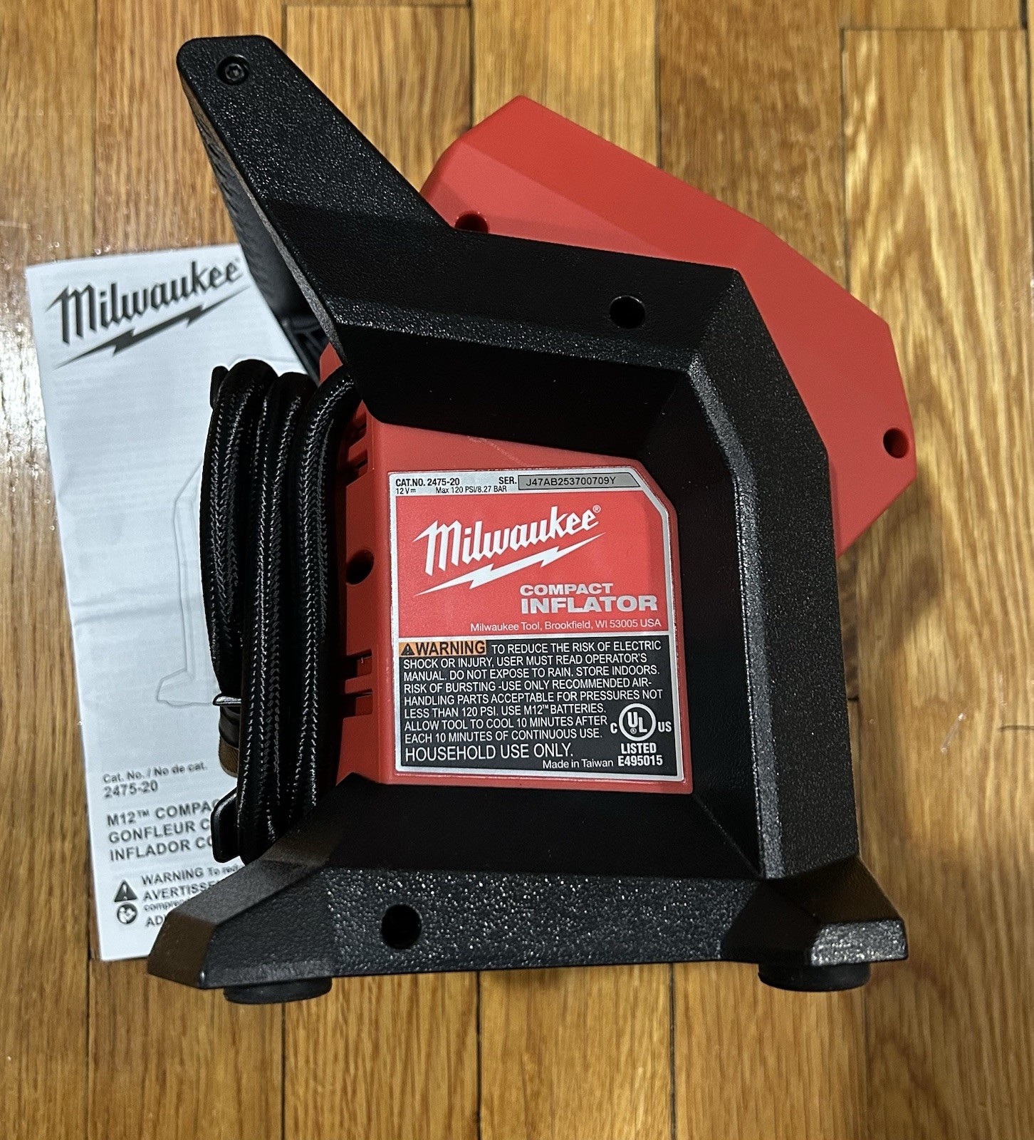 MILWAUKEE GENUINE M12 COMPACT CORDLESS ELECTRIC PORTABLE INFLATOR 2475-20 TOOL
