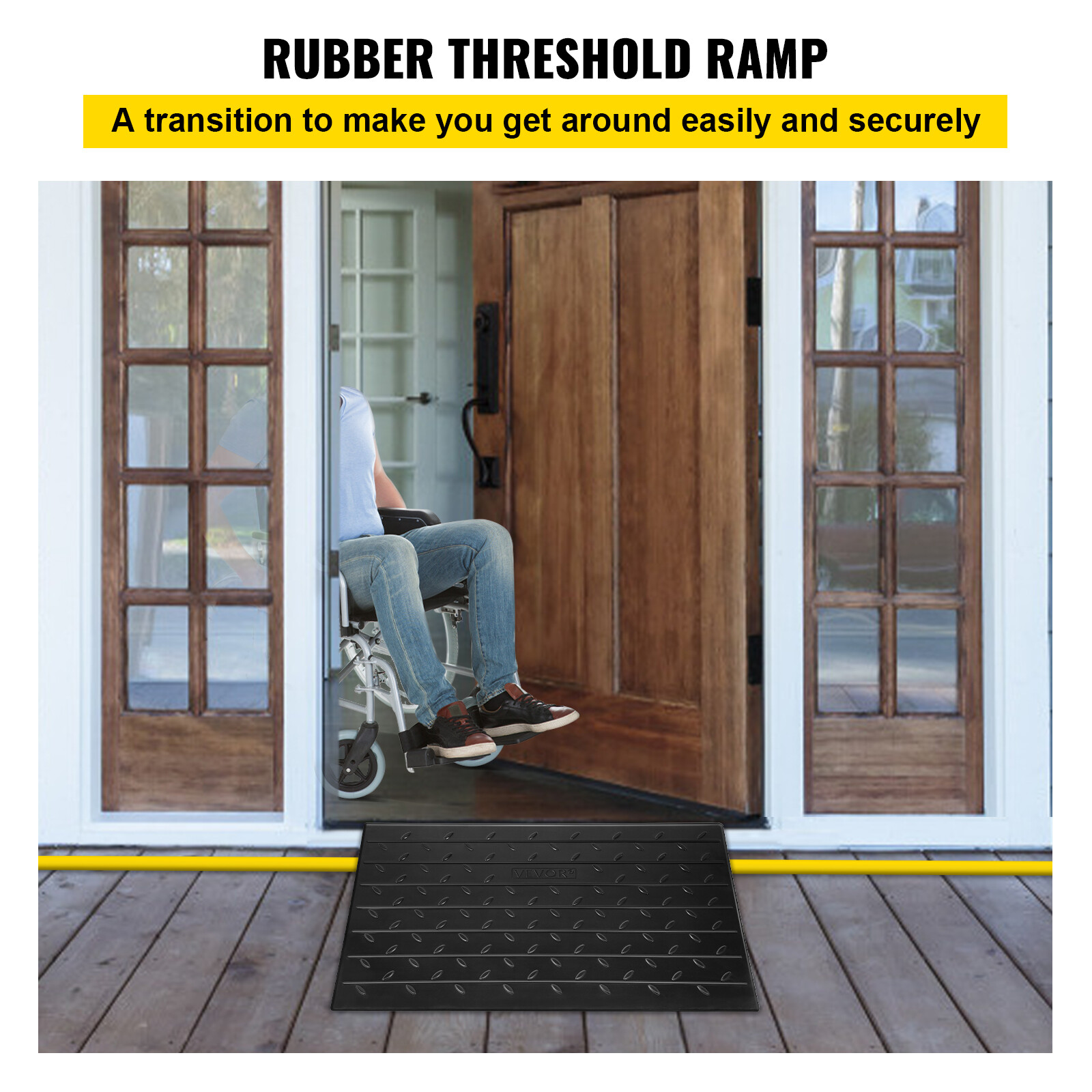 VEVOR 2.6" Rubber Kerb Ramp Threshold Ramp 2200lbs Load for Wheelchair Access