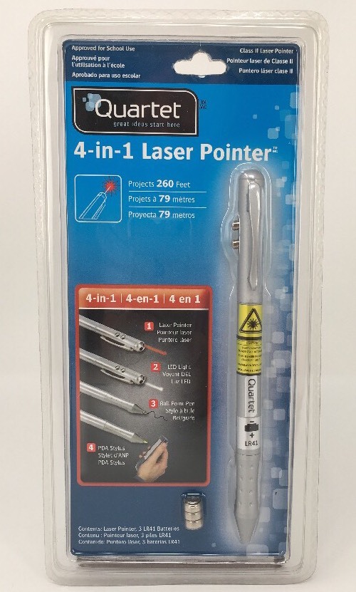 Quartet 4-in-1 Laser Pointer - Pointer, LED Light, Ball Point Pen, PDA Stylus