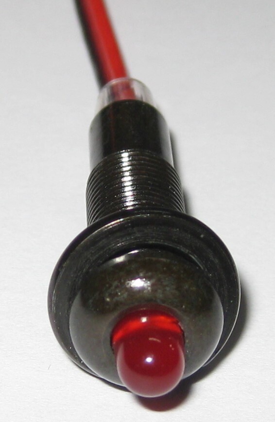 Panel Mount Flashing / Blinking Red LED w/ Black Bezel - 12V DC - 5/16” Mount