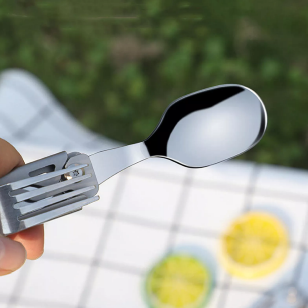 Camping Eating Utensil Set Folding Emergency Cutlery Knife Fork Spoon Kit 2024