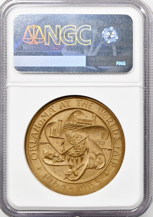 1964-65 NY World's Fair Medal - Oklahoma at Expo - MS66 NGC - Token Bronze