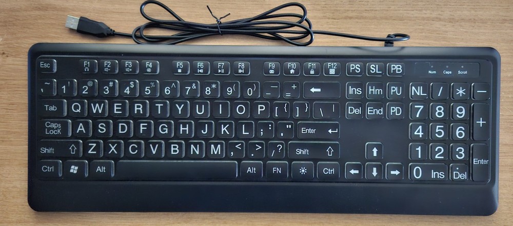 Open Box - LED Backlight Large Print Wired Keyboard