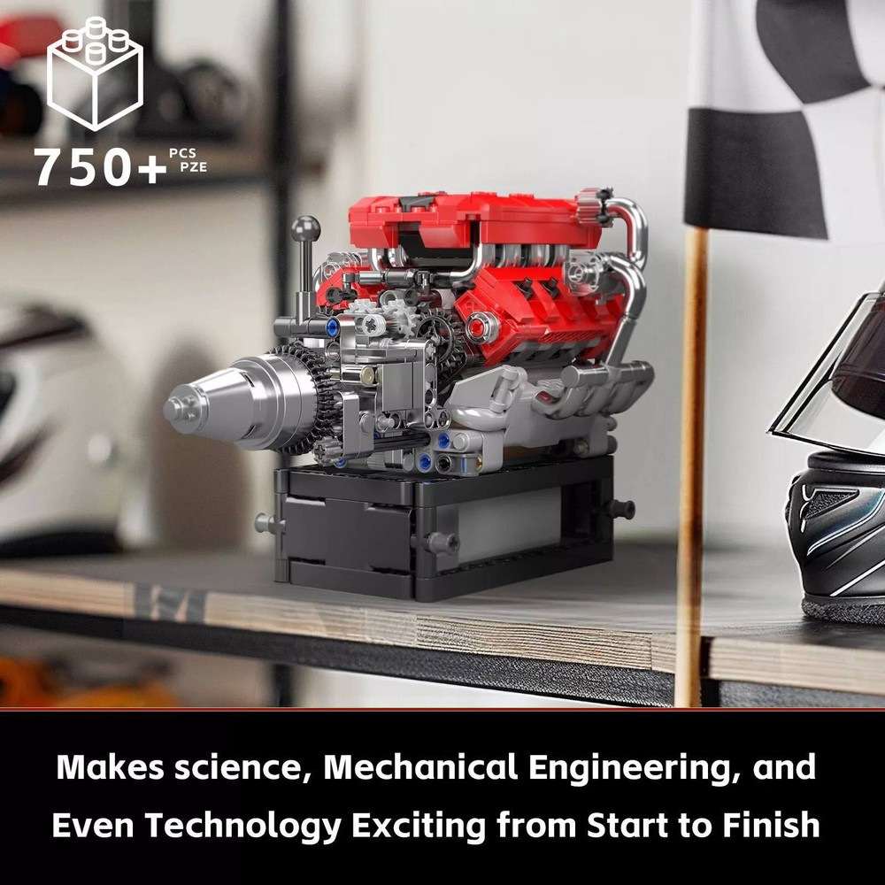 1* V8 Engine Motor Mechanical Engineering Model Building Block Gift Collection