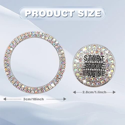 Bling Rhinestone Push Start Button Cover Sparkling Crystal Push to Start White
