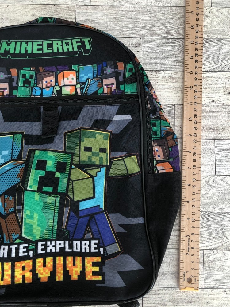 MINECRAFT Create Explore Survive Backpack Side Bottle Holder Pencil Bag