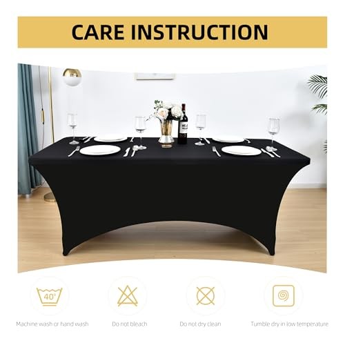 2-Pack 8ft Spandex Table Covers for Rectangle Folding 8-foot | 2-pack Black