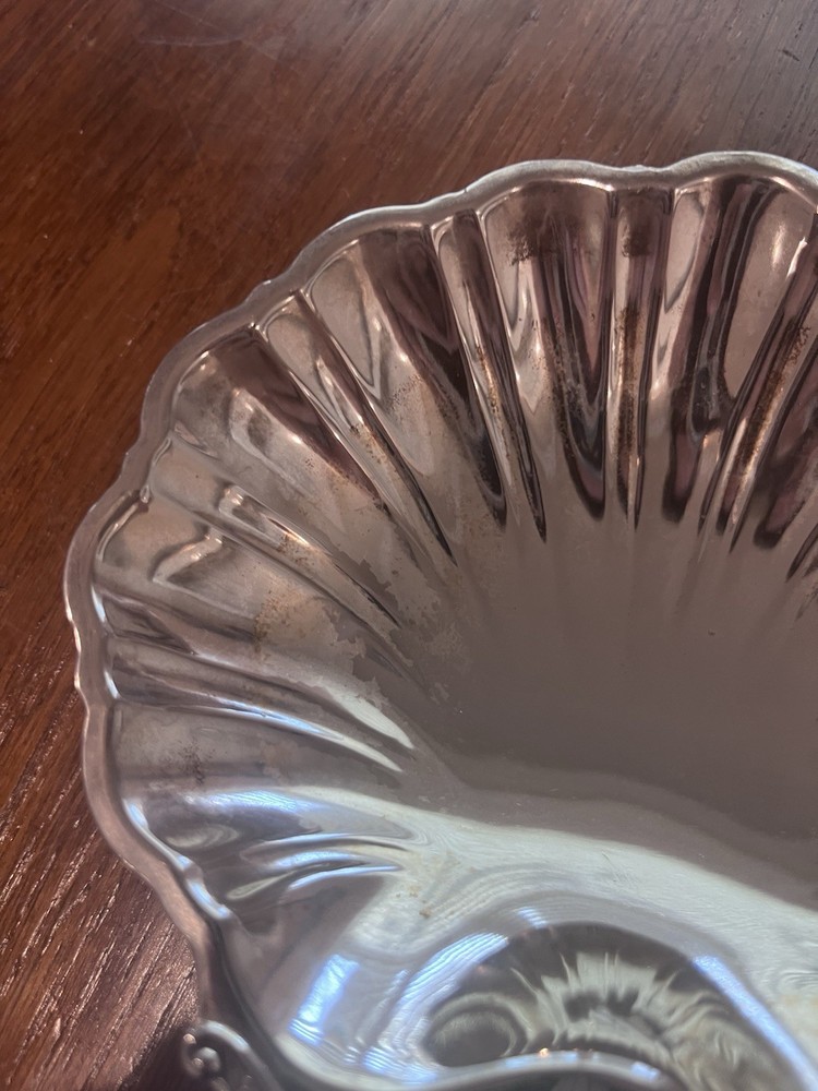 Silverplate Sea Scallop Clam Shell Footed Candy Nut, Keys Trinket Dish
