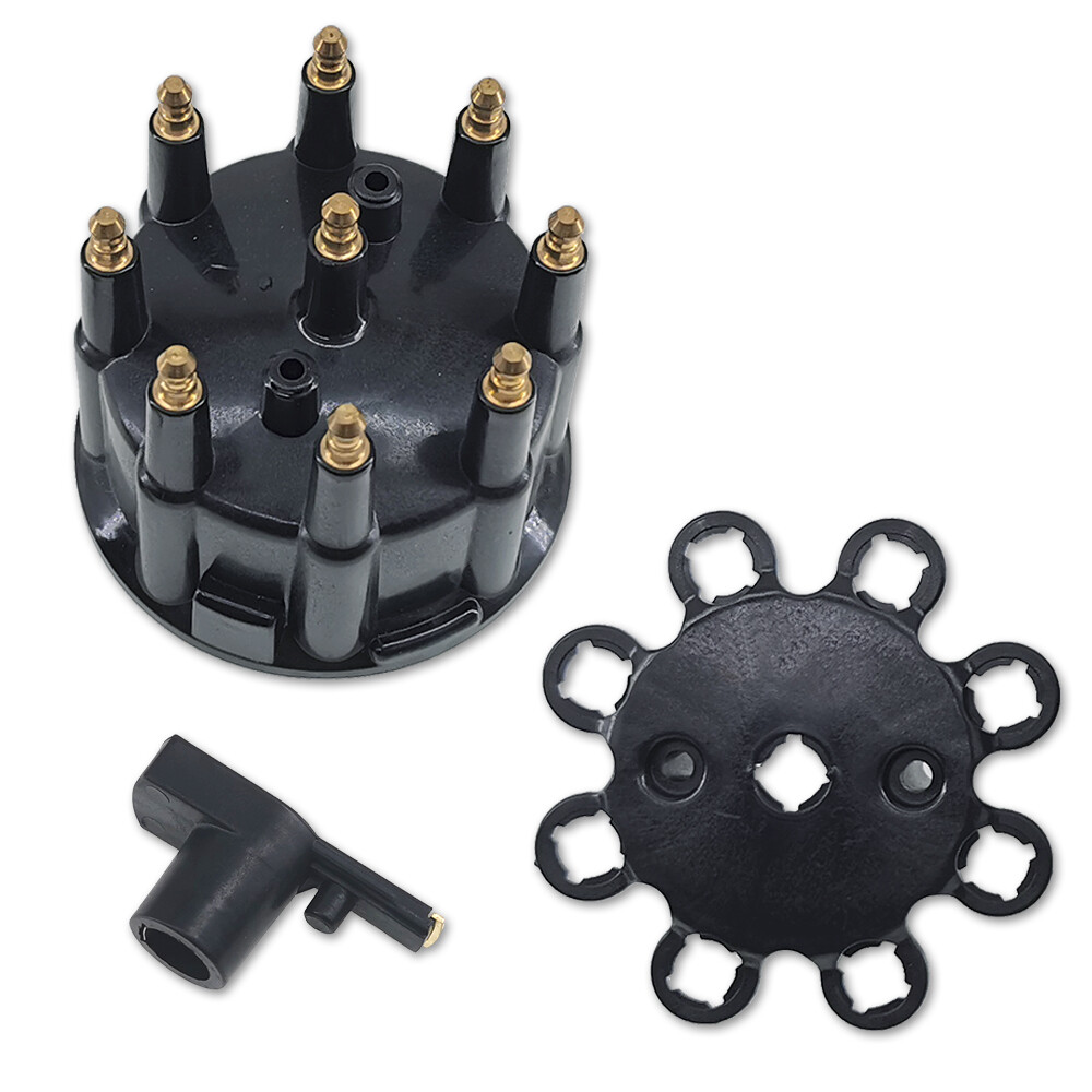 Ready-To-Run/Pro Billet Distributor Cap&Rotor Kit V8 CHEVY GM FORD DODGE Black