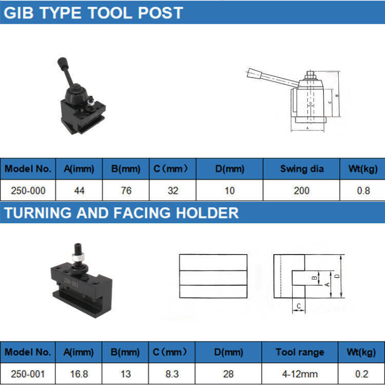 Black 6 Packs Wedge Type Quick Change Tool Post Set For 6-9" Swing Mini Lathe