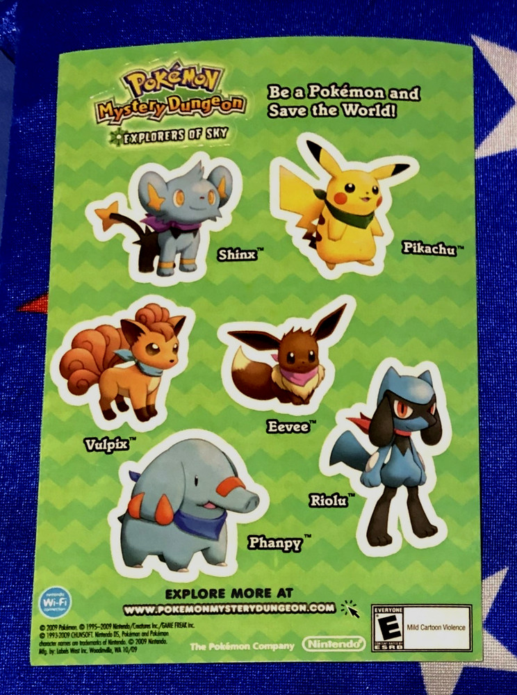 2009 Pokémon Mystery Dungeon EXPLOERS OF SKY Sticker sheet