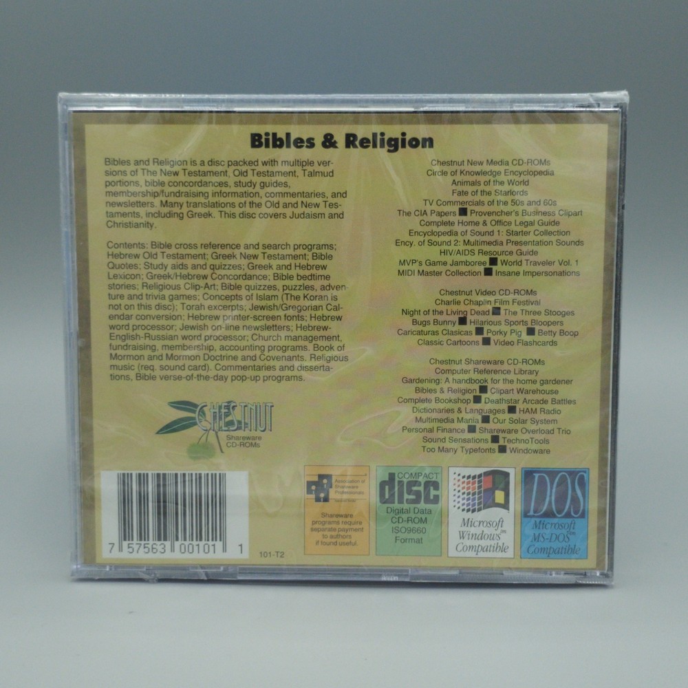 Bibles Religion Chestnut Shareware PC CD ROM Windows MS DOS Bible Study Sealed