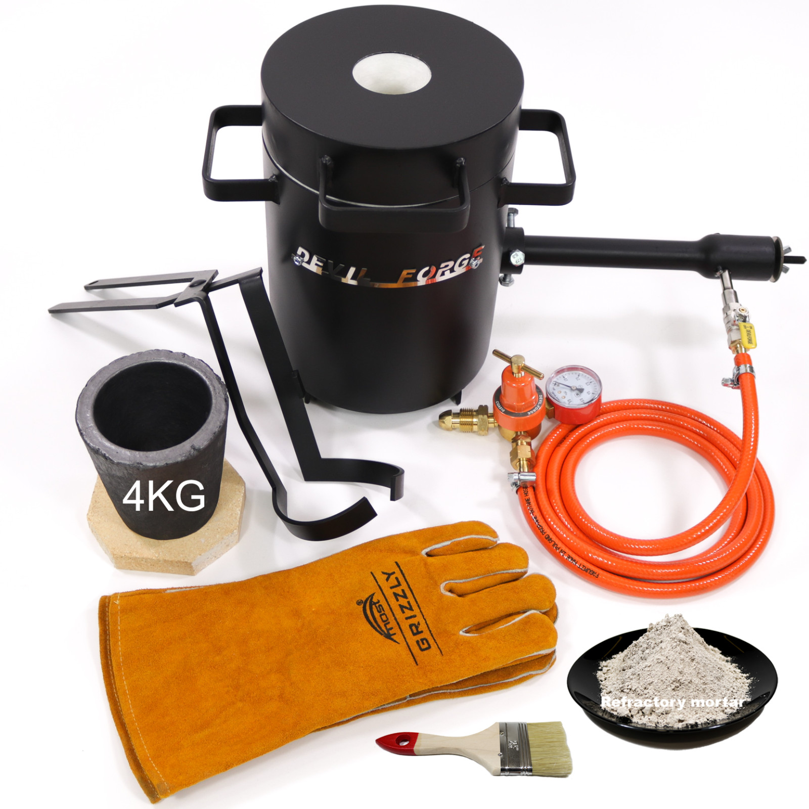 FB1Sb–4KG GAS METAL MELTING FURNACE Propane Forge Crucible Tongs 2 in 1 USA